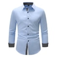 thumbnail image 3 of DPTALR Men's Fashion Casual Solid Color Collar Button Pocket Long Sleeve Shirt,Light Blue, M, 3 of 6