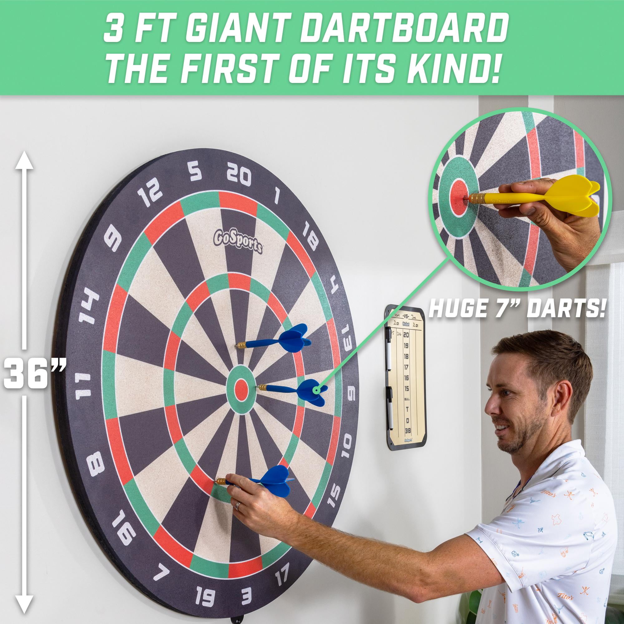 GoSports 3 ft Giant Dartboard - Includes 12 Giant Darts and Scoreboard - New Fun Twist on Darts