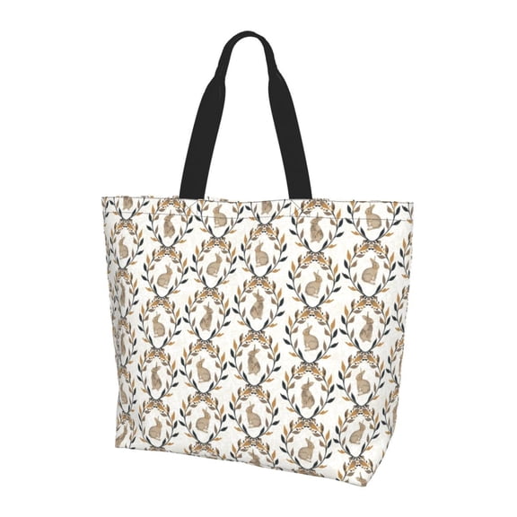 Yiaed Retro Bunny Print Handbag for Women Tote Purse Shoulder Bag Large Fashion Hobo Purse Handbag Shopping Tote