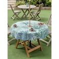 thumbnail image 4 of Outdoor Tablecloth with Umbrella Hole for Patio/Picnic/Party/Camping, Ocean Coral Waterproof Table Cloth Round Cover Washable, Summer Coastal Sea Starfish Conch Blue Green (Dia 54"), 4 of 8