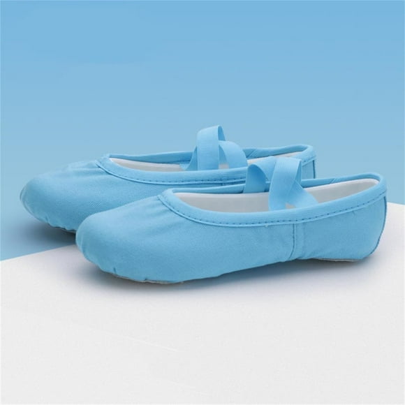 SDNall Girls Dance Shoes, Soft Sole Ballet Slippers for Practice, Elastic Laces Slip-On Body Shaped Shoes for Toddlers and Kids