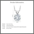 thumbnail image 5 of Gem Stone King 925 Sterling Silver White Moissanite Pendant Necklace for Women (0.80 Cttw, Gemstone Birthstone, Round 6MM, With 18 inch Silver Chain), 5 of 5