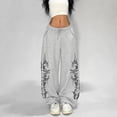 thumbnail image 2 of PFWOWB Graphic Baggy Sweatpants for Women Wide Leg Lounge Pants Drawstring Pockets, 2 of 4