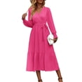 thumbnail image 1 of Vestido Maxi Bohemio Floral PRETTYGARDEN con Cruzado y Escote en V, Largo, Rosa, Talle S, 1 of 7