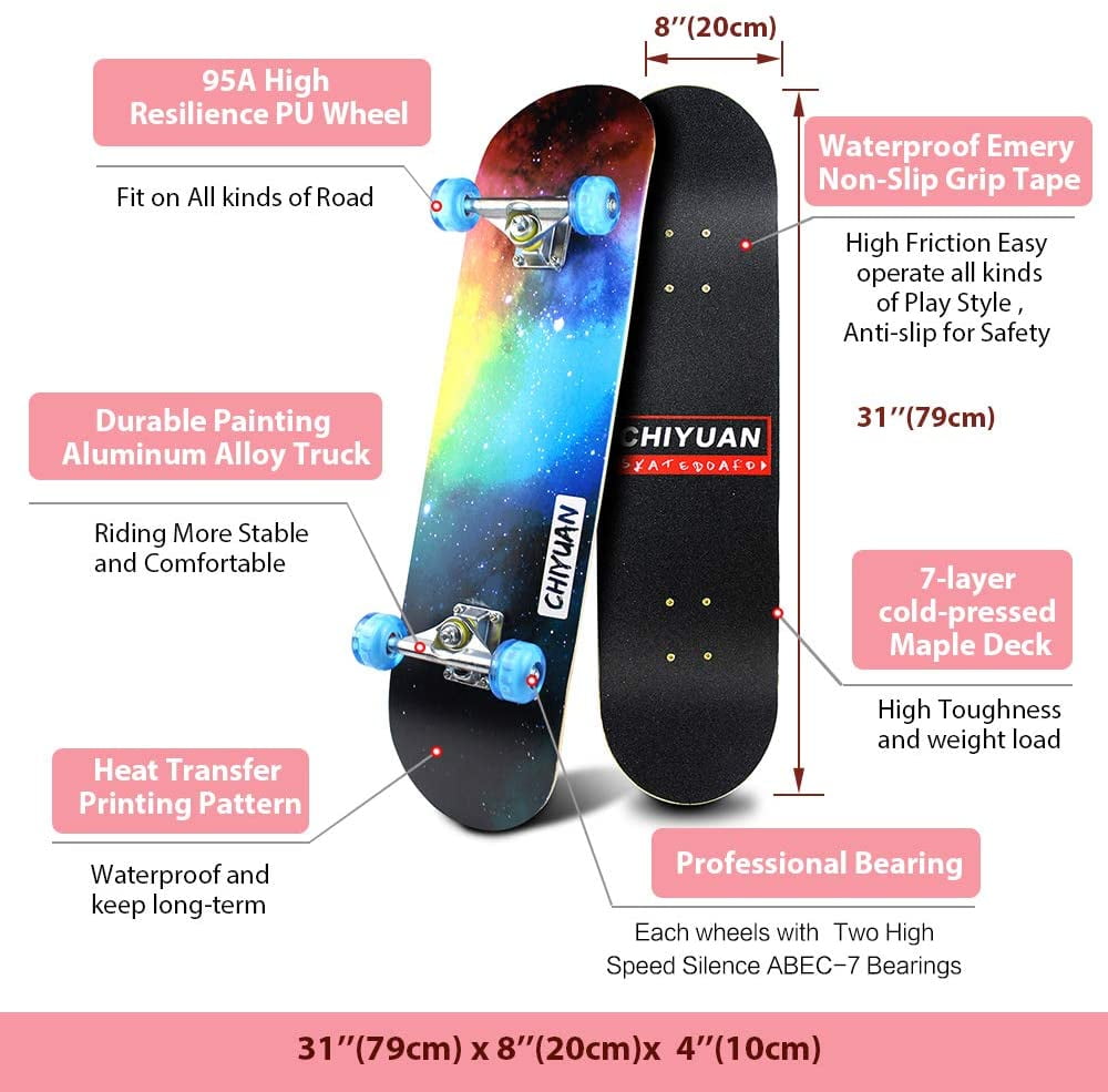 Details about / Easy/_Way Complete Skateboards Standard Skateboards for Beginners Kids Boys G...