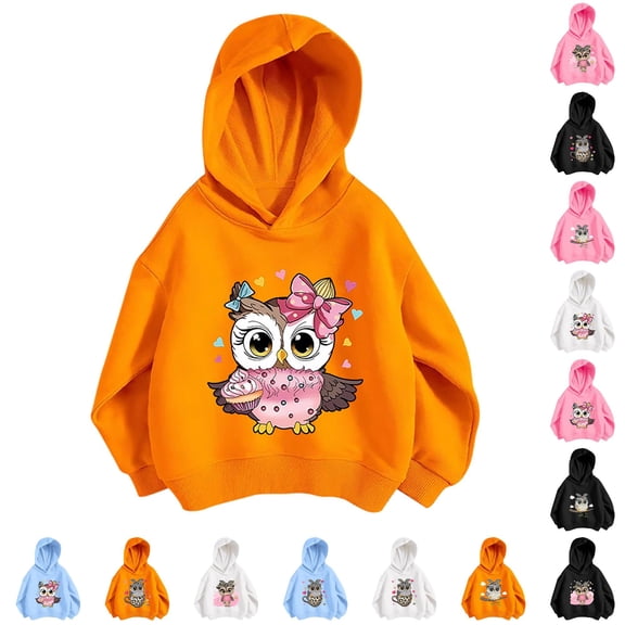 RMGVDSD Girls Casual Graphic Hoodie Pullover Hooded Sweatshirt Cute Long Sleeve Tops Lightweight Kids Hoodies Sweatshirts Fall Clothes Fashionable Top 8-9 Years