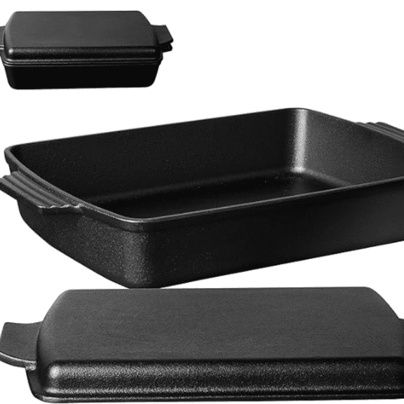 2-In-1 Pre Seasoned Cast Iron Dutch Oven With Skillet Lid,Casserole Dish,Rectangular Baking Pan,Griddle Pot Set, 6QT, 9"x13"