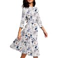 thumbnail image 4 of Simple Flavor Vestido vintage floral para mujer, elegante vestido de noche midi con mangas 3/4 (3155MS L), 4 of 5