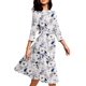 thumbnail image 4 of Simple Flavor Vestido vintage floral para mujer, elegante vestido de noche midi con mangas 3/4 (3155MS L), 4 of 5