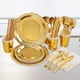 thumbnail image 4 of Vajilla desechable, suministros de decoración, vasos de papel, cucharas, tenedores, platos resistentes, siete juegos para catering, eventos, bodas, cenas, bares, festivales. Oro, 4 of 6