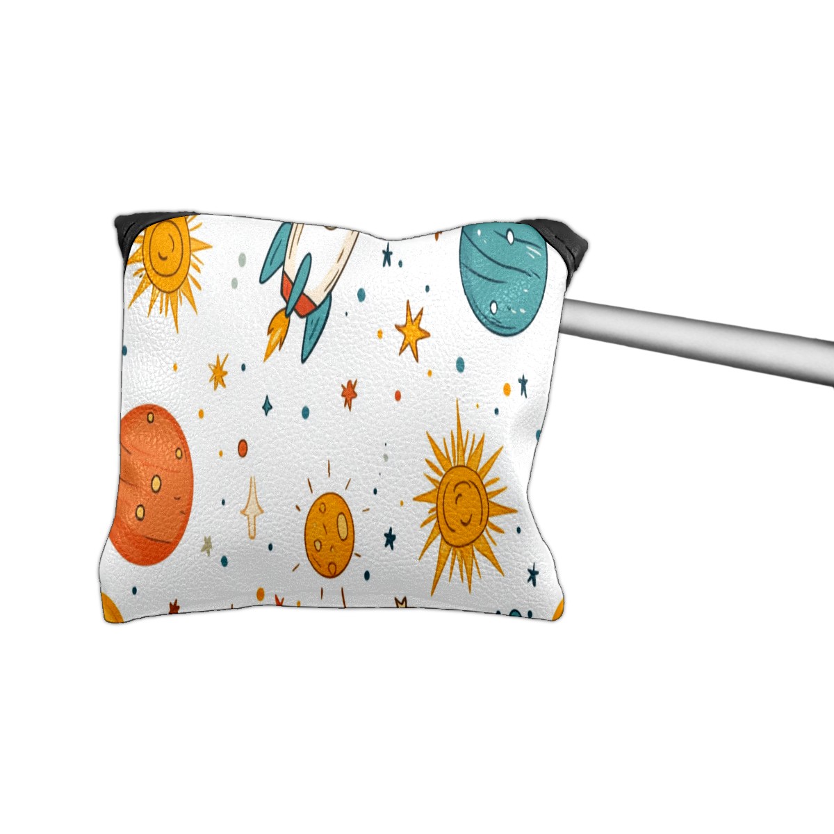 Golf Mallet Putter Cover Premium Leather Waterproof Golf Putter Head Cover with Magnetic Closure Spaceship Sun