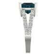 thumbnail image 3 of 2.44ct princess cut natural london blue topaz 18k white gold Bridal Wedding Engagement Promise Anniversary Ring for Women size 6.25, 3 of 7