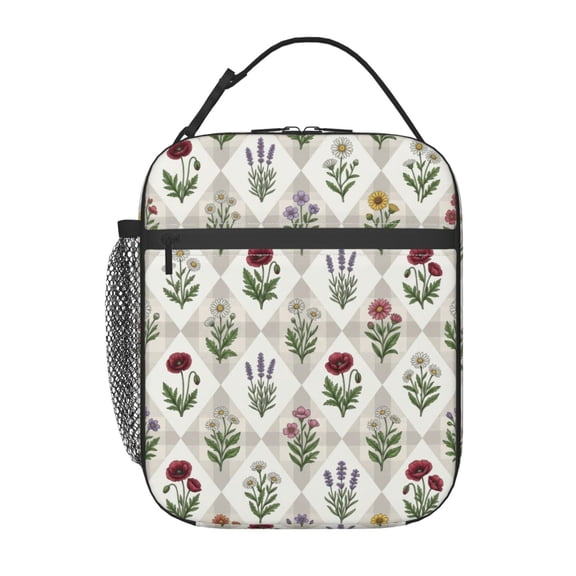 Boho Flower Lunch Bag Tropical Floral Insulated Lunch Box Reusable Portable Cooler Tote Bag For Women Men Work Picnic Office Travel