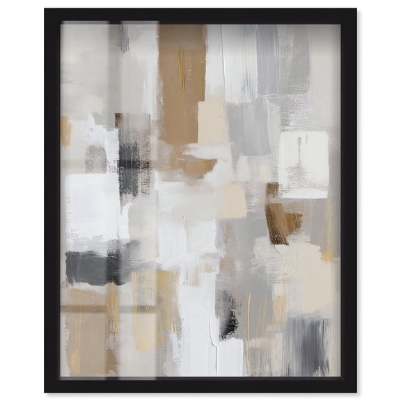 Fragmented Light Shadowbox Print Neutral Boho Art by Art Remedy, Black Frame, 16 x 20