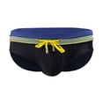 thumbnail image 2 of Mens Swim Trunks with Drawstring Low Rise Quick-Drying Underwear Briefs Casual Color Block Stretchy High-Cut Breathable Beach Swimming Thongs, 2 of 8