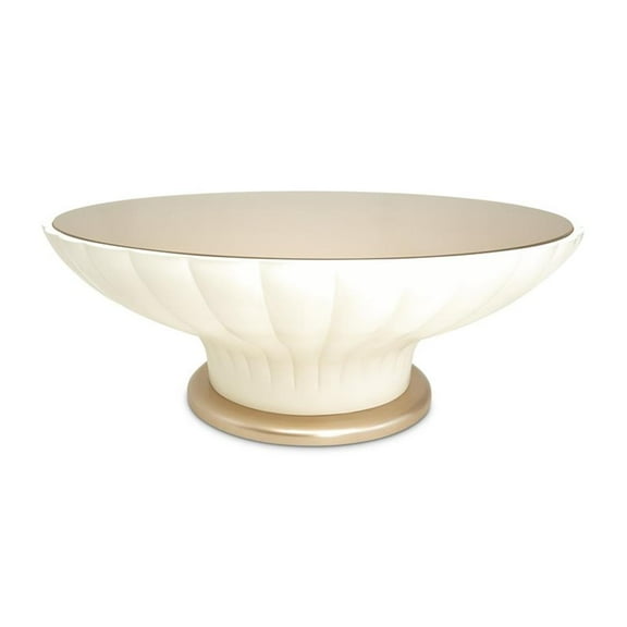 Michael Amini La Rachelle Round Cocktail Table with Glass Top - Champagne Ivory