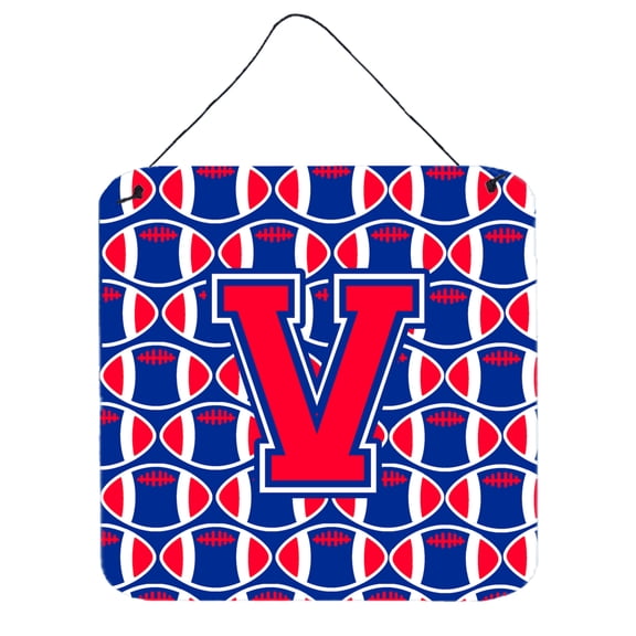 Letter V Football Harvard Crimson and Yale Blue Wall or Door Hanging Prints
