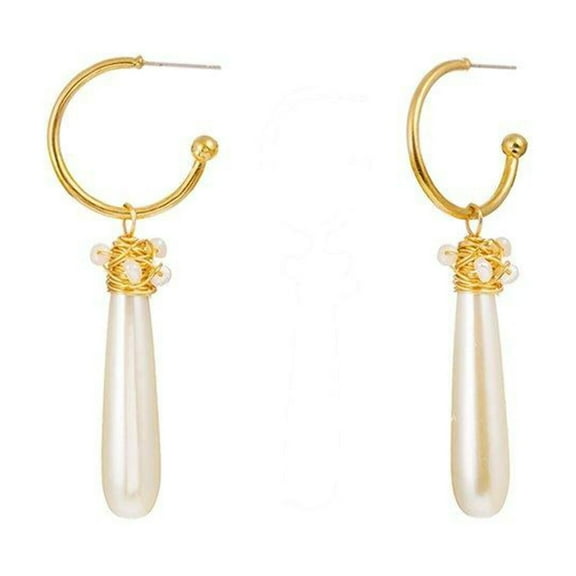 Hoop Dangle Earring with Fax Pearl