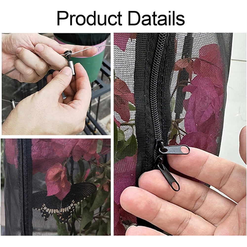 2 Pcs Fruit Tree Netting with Zipper, 25*50cm Insect & Bird Netting for Garden Protection, Ultra-Fine Mesh Garden Netting Pest Barrier, Bush Netting Cover（Only mesh cover）