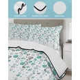 thumbnail image 4 of Weeping Flowers Twin XL Size Down Alternative Comforter,Lightweight Comforter Quilt Bedding Set with Pillow Shams Teal Grey Summer Spring Floral Botanical Art Bed Comforter Duvet Insert 68"x98", 4 of 7