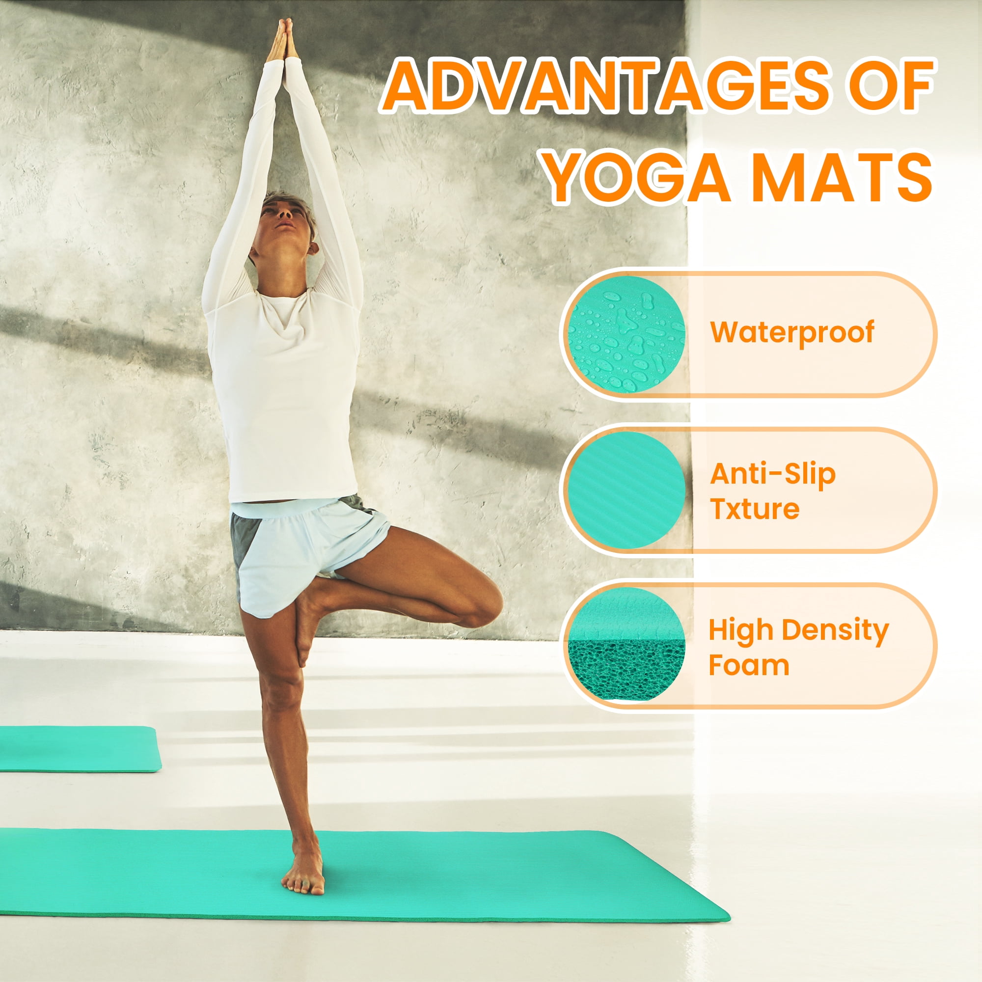 Signature Fitness 1/2-Inch Extra Thick Yoga Mat, 71"x24" Non-Slip Exercise Mat with Carry Strap, High-Density Foam for Home, Gym, and Travel