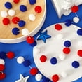 thumbnail image 3 of 4 Pack 26.3 Feet 4th of July Pom Pom Garland Decorations, Red White Blue 30 Balls Independence Day Felt Ball Garland Patriotic Hanging Supplies for Party Home Decor, 3 of 7