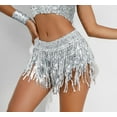 thumbnail image 4 of Yollmart Women's Sequins Tassel Skirts Shorts Booty Dance Festival Bottoms, 4 of 12
