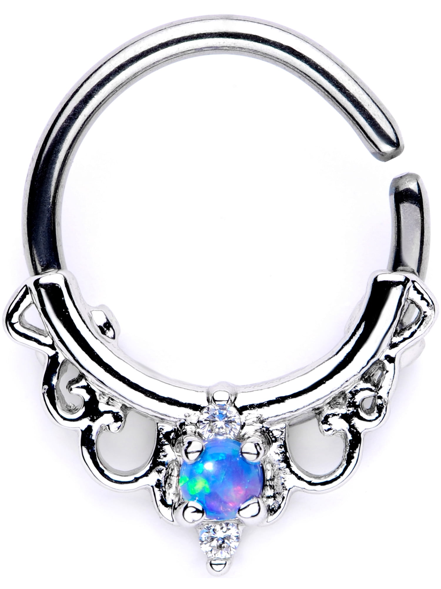 Body Candy 16G 316L Steel Nose Rings Cartilage Blue Synthetic Opal