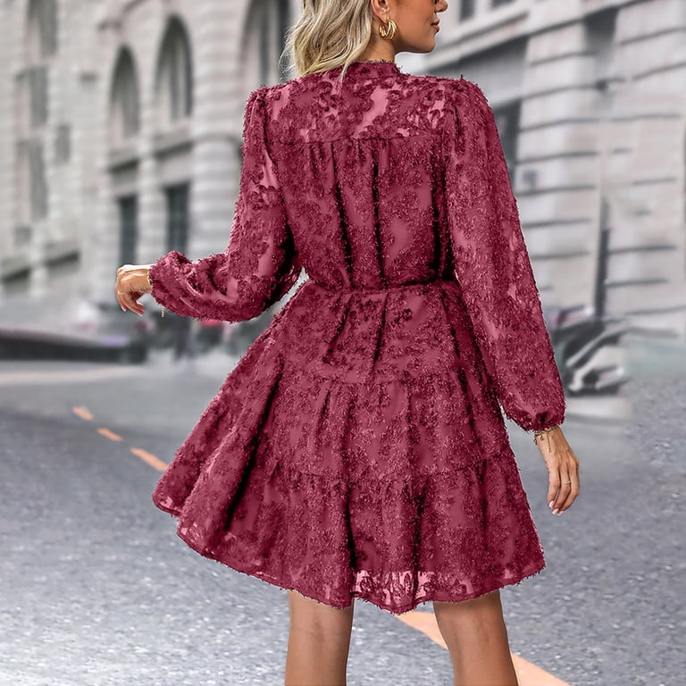 Elvqul Womens Button Down Dresses Navy Long Sleeve Dress Winter Solid Color  Fashionable Cocktail Dresses for Women