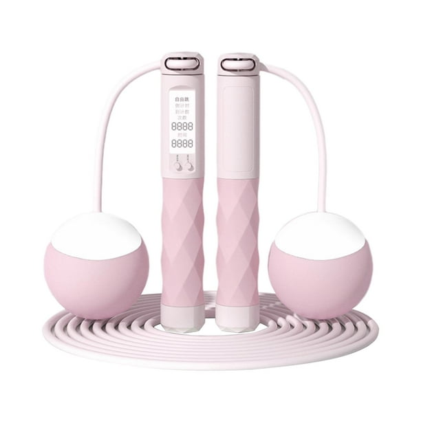 Cuerda para saltar digital, cuerda para saltar, cuerda para saltar de longitud ajustable, cuerda para saltar inalámbrica rosa