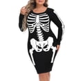 thumbnail image 4 of HDE Plus Size Skeleton Dress Stretchy Long Sleeve Halloween Costume 4X, 4 of 6