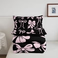 thumbnail image 5 of meiyoeat Pink Ribbon Bow Twin Comforter Sets For Kids,Cute Minimalist Bow Bedding Set For Girls,Black Reversible,2 Pieces, 5 of 7