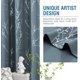 thumbnail image 5 of Cortinas opacas para dormitorio con estampado de papel de aluminio, rama de árbol, rama de árbol, aislamiento térmico, con ojales, cortinas que bloquean la luz, gruesas y suaves cortinas para ventana para sala de estar, 52 x 84 pulgadas, salvia, 2 paneles, azul piedra, 52 pulgadas de ancho x 63 pulgadas de largo, 5 of 5
