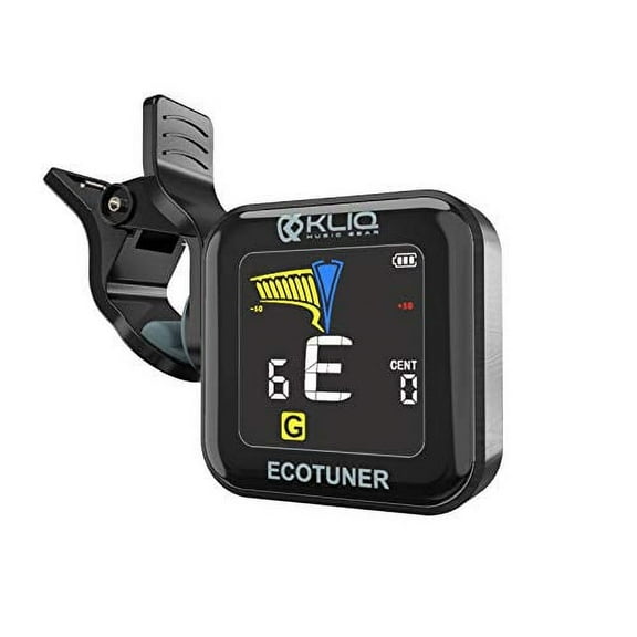 KLIQ EcoTuner - USB Rechargeable Clip-On Tuner (with included charging cable) - with Guitar, Ukulele, Violin, Bass & Chromatic Tuning Modes (also for Mandolin and Banjo)