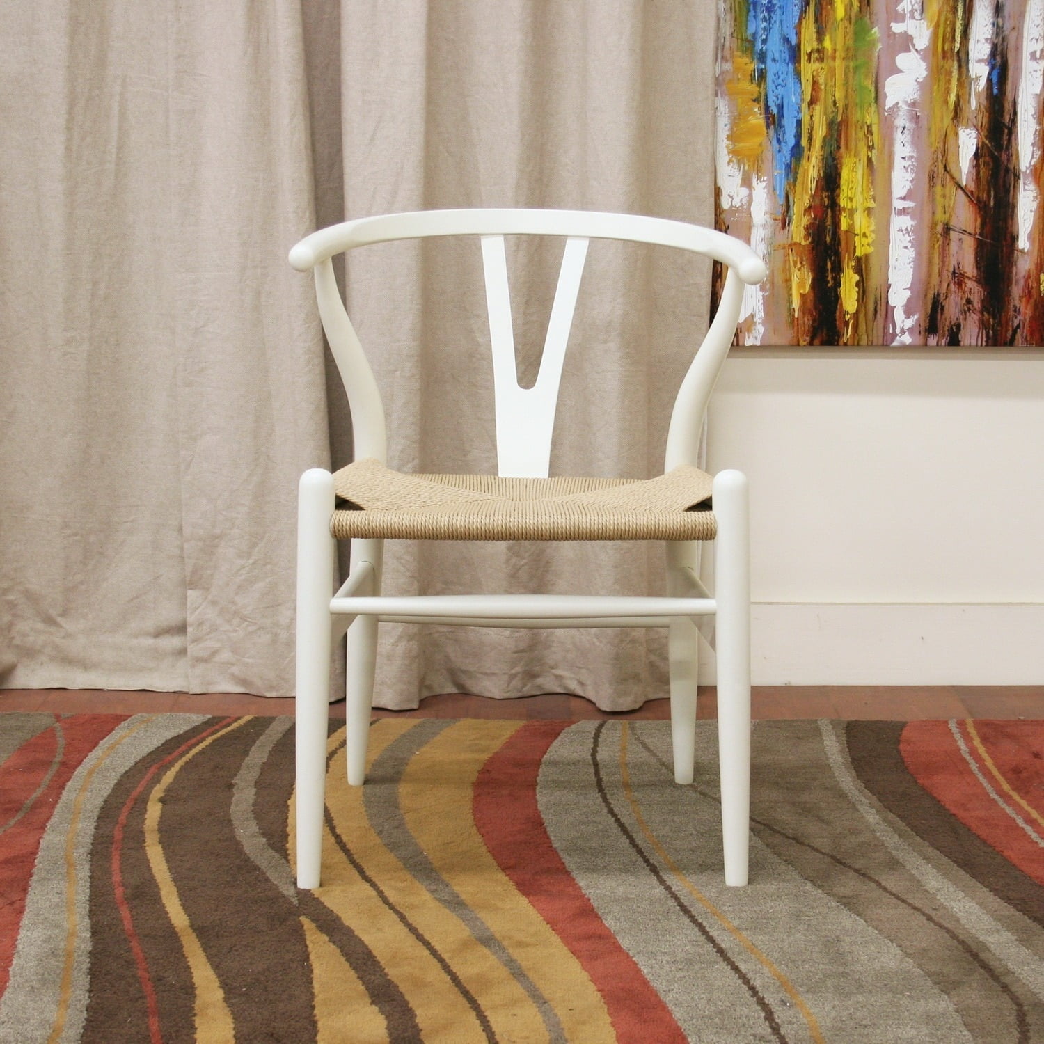 Baxton Studio Wishbone Modern White Wood Dining Chair With Light Baxton Studio Wishbone Modern White Wood Dining Chair With Light Brown Hemp Seat Com