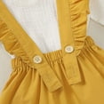 thumbnail image 4 of Sinhoon Toddler Baby Girl Linen Suspender Skirt Set Long Sleeve Shirts Ruffled Dress Clothes, 4 of 7