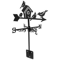 NICEXMAS Back Yard Decorations Elegant Iron Birdhouse Weathervane Black with Wind Indicator 1Pack