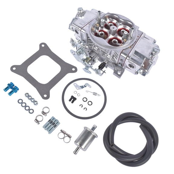 GELUOXI 4-Barrel Square Bore Carburetor for 650CFM Cars Boats and Industrial Engines Silver 1Pc