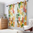 thumbnail image 2 of Yayeee Window Curtains Light Filtering 63"x42" Grommet Panel Pair Home Living Room Decor, Beige Leaves, 2 of 7