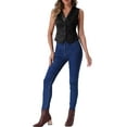 thumbnail image 2 of CHALECO SIN MANGAS DE SUEDE FALSO V DE CUELLO CON BOTONES VINTAGE CASUAL PARA MUJERES CHIC NEGRO L, 2 of 5