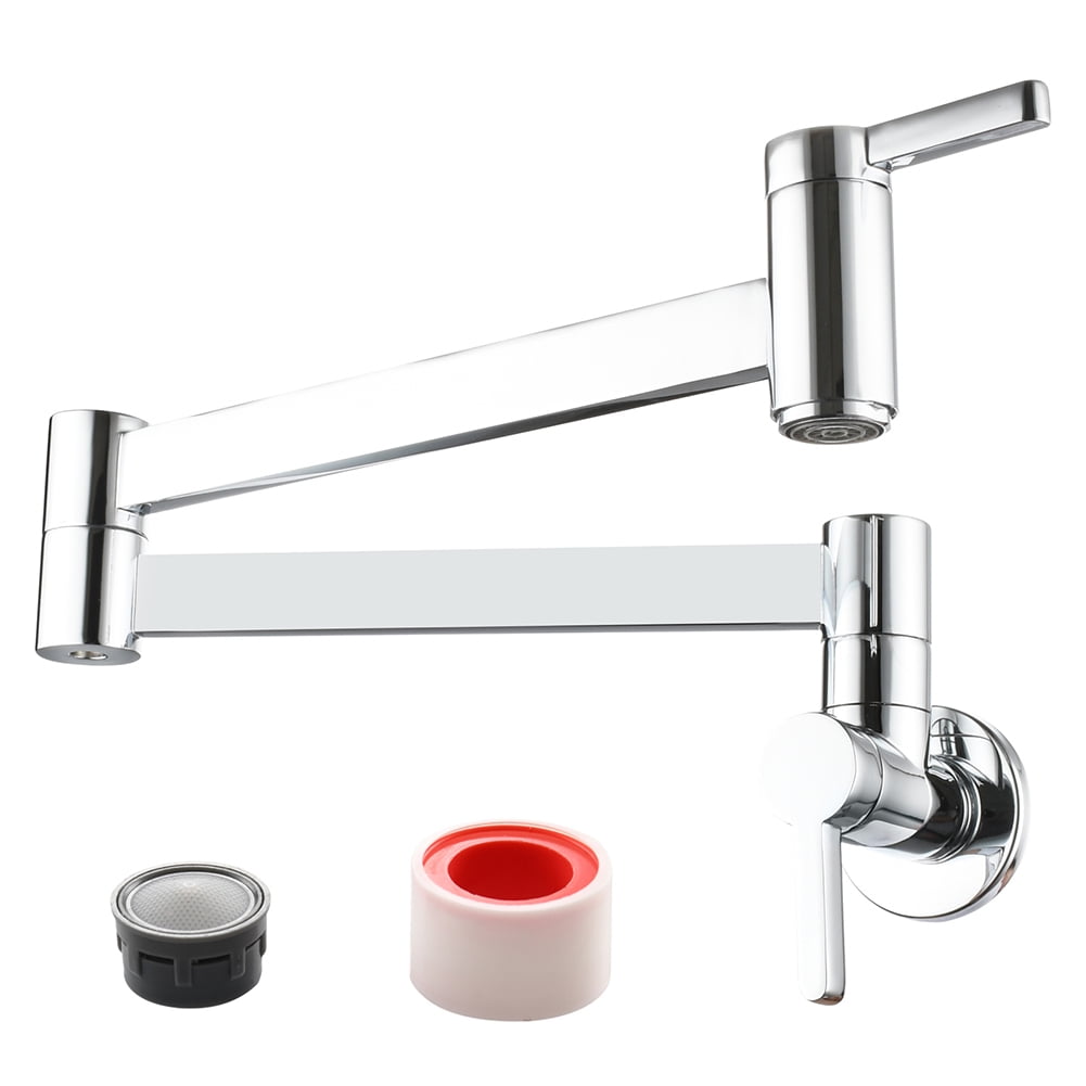 Lowestbest Brass Wall Mounted Foldable Faucet, Double Handles Fuacet, Cold Water Kitchen Tap, Chrome Lowestbest Brass Wall Mounted Foldable Faucet, Double Handles Fuacet, Cold Water Kitchen Tap, Chrome
