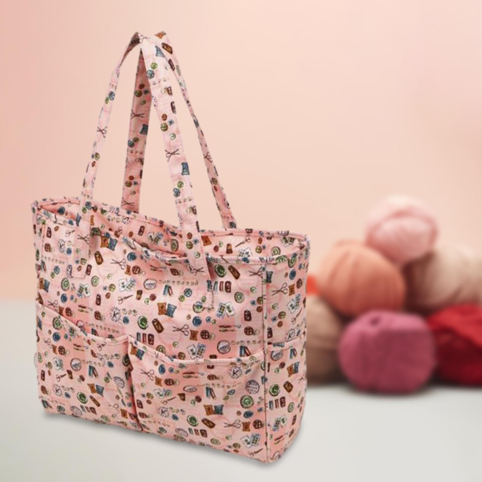Wxqbjtam Knitting Bag Yarn Tote Crochet Organizer Bag Lightweight Handbag Knitting Needle