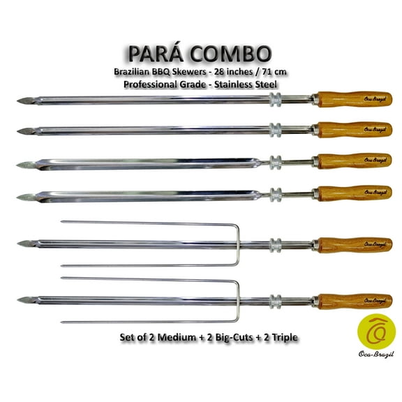 Para Combo - Set of 6 Brazilian Skewers for BBQ 28" - Professional Grade