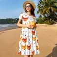 thumbnail image 4 of Easygdp Cute Fox with Heart para Vestido Transpirable de Mujer, Vestido Suelto de Manga Corta con Pliegues y Bolsillos para el Verano, 4 of 6