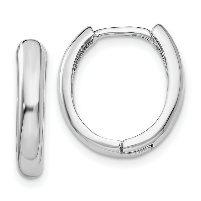 14k White Gold Hinged Hoop Earrings Round