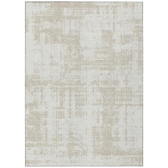 HomeRoots 593205 5 x 8 ft. Ivory & Beige Abstract Washable Indoor & Outdoor Rectangle Area Rug