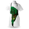 thumbnail image 4 of South America Apron, Botanical Design Continent Map Jungle Trees Flora, Unisex Kitchen Bib with Adjustable Neck for Cooking Gardening, Adult Size, Emerald Green, by Ambesonne, 4 of 4