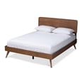 thumbnail image 1 of Allora Mid-Century Wood King Platform Bed in Walnut Brown, 1 of 9