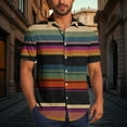 thumbnail image 2 of ZCFZJW Mens Casual Striped Shirts Button Down Short Sleeve Summer Hawaiian Shirt Loose Regular Fit Hippie Beach Vacation Tops with Pockets Coffee XXXXXL, 2 of 6