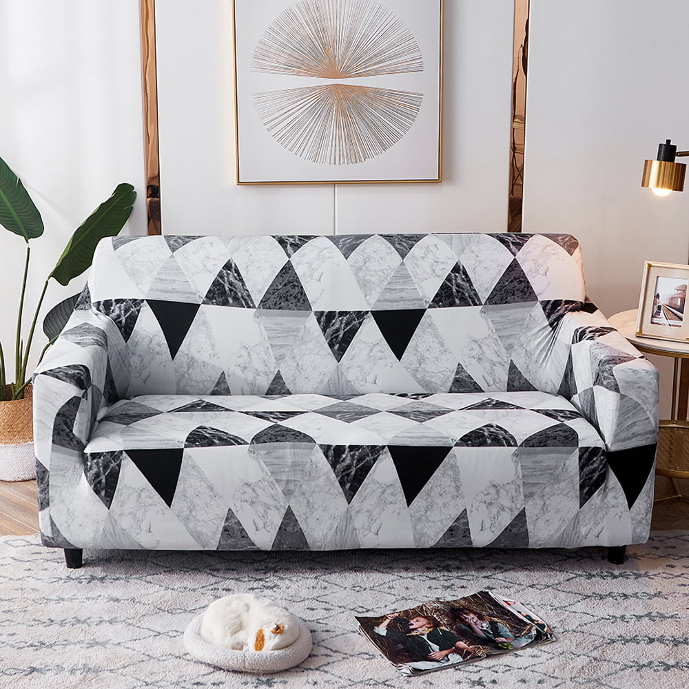 Details about   1/2/3/4 Seater Spandex Stretch Sofa Cover Geometric Printed Couch Slipcover Home 